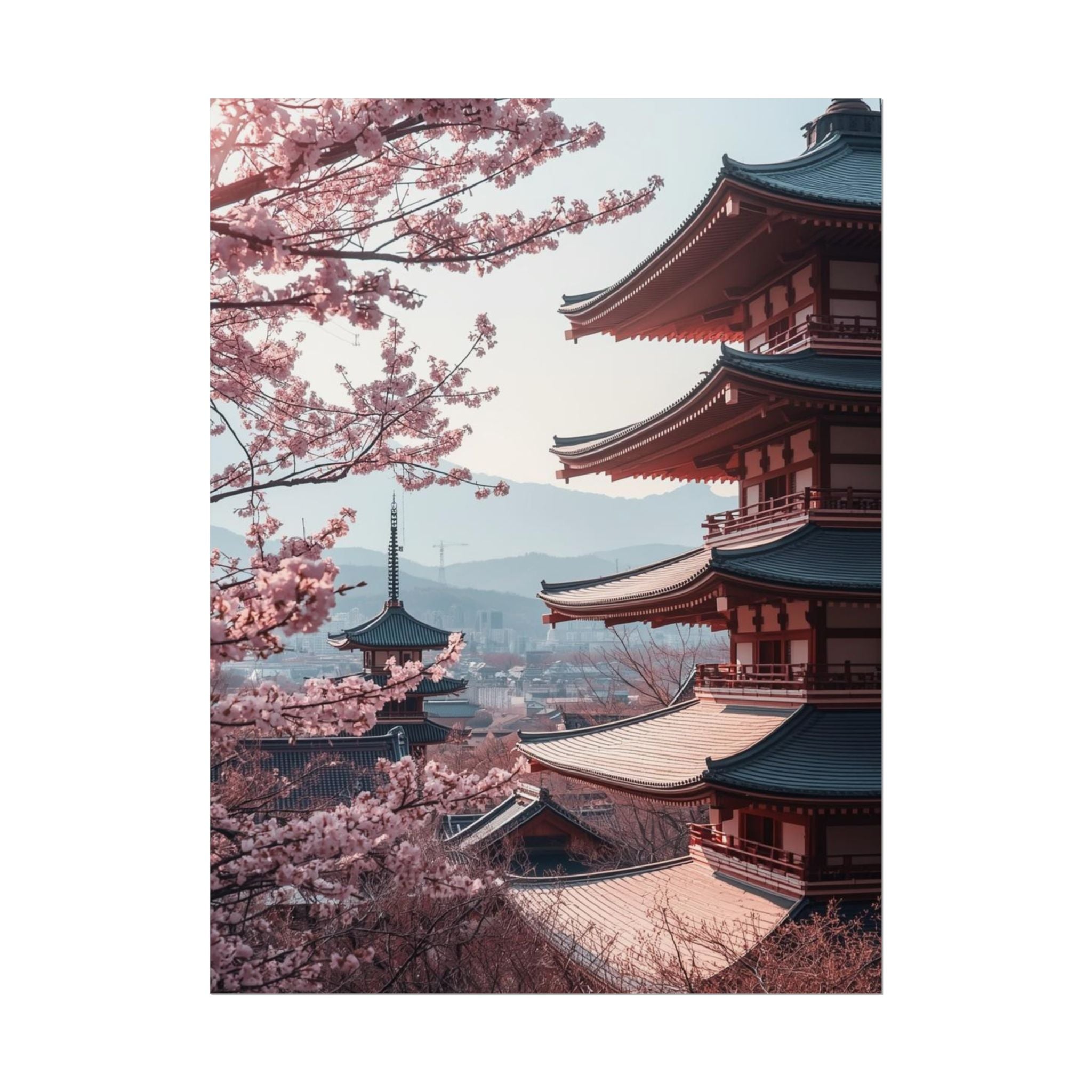 Japanese Cherry Blossom Rolled Poster Vintage Wall Art - Rosetta Creative Boutique